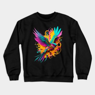 Skygazer: A Trippy Bird Embraces the Infinite! Crewneck Sweatshirt